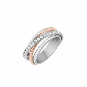 Bague en or blanc et rose sertie de diamants