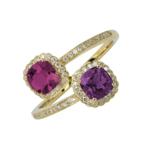 Bague toi & moi pierres fines et diamants Isabelle Langlois