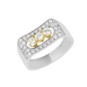 Bague en or blanc et jaune sertie de diamants
