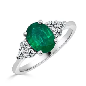 Bague en or blanc, émeraude et diamants- Waskoll Paris