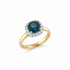 Bague en or jaune, saphir et diamants
