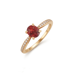 Bague en or jaune, saphir orange et diamants Waskoll