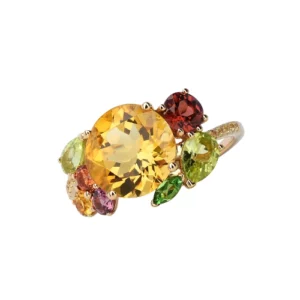 Bague en or jaune, pierres fines et pierres précieuses Isabelle Langlois