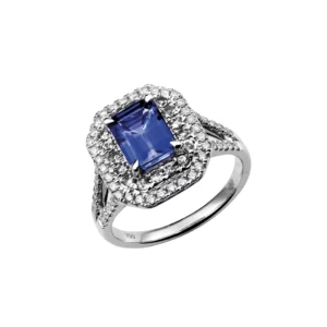 Bague en or blanc, Tanzanite et diamants