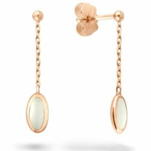 Boucles d'oreilles pendantes en or jaune résine blanc nacré