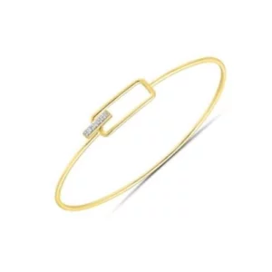 Bracelet ouvrant massif en or jaune et diamants