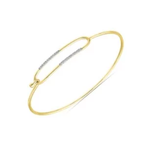 Bracelet ouvrant massif en or jaune et diamants