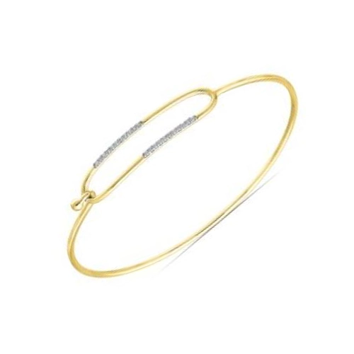 Bracelet ouvrant massif en or jaune et diamants