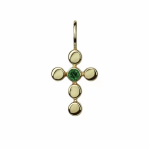 Croix en or jaune et tsavorite