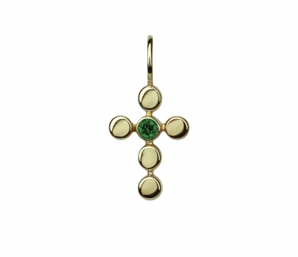 Croix en or jaune et tsavorite