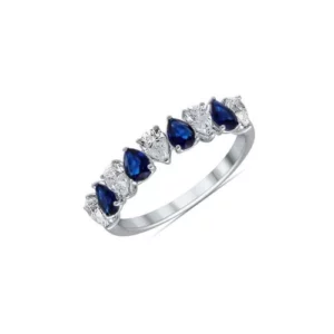 Bague en or blanc, saphir et diamants