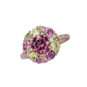 Bague en or rose et pierres fines Isabelle Langlois