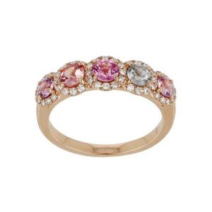 Bague en or rose, saphirs de couleur et diamants