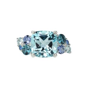 Bague en or blanc, pierres fines et pierres précieuses Isabelle Langlois